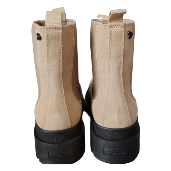 Scotch & Soda Suede Aubri Beige Womens Chelsea Boots Black Sole NEW - Picture 3 of 7
